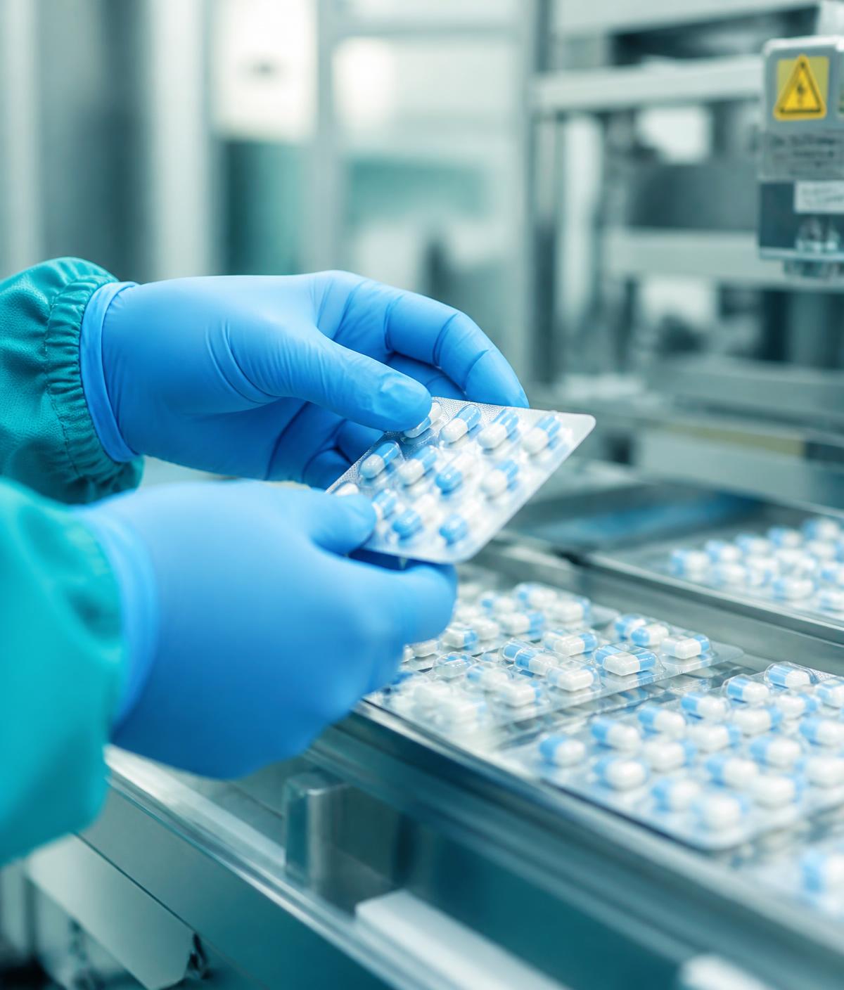 Quality control inspection of blister packs on a pharmaceutical production line
