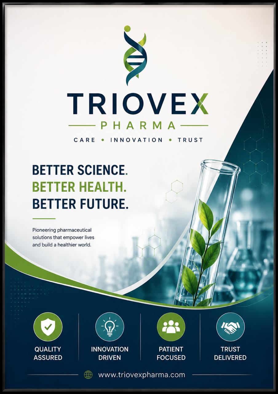 Triovex Pharma green science poster — Better Science. Better Health. Better Future.